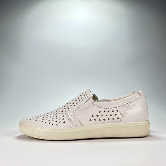 Ecco Soft 7 Extra Width White Soft Leather Slip On Sneakers Shoes Women's Size 6 - Picture 4 of 11